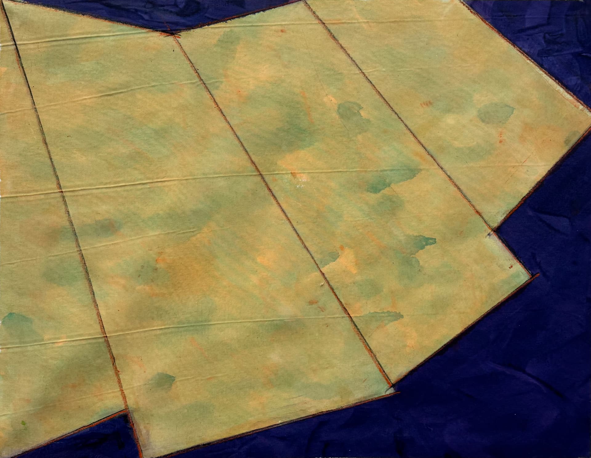 Lençol Verde, verde, ocre e azul-profundo