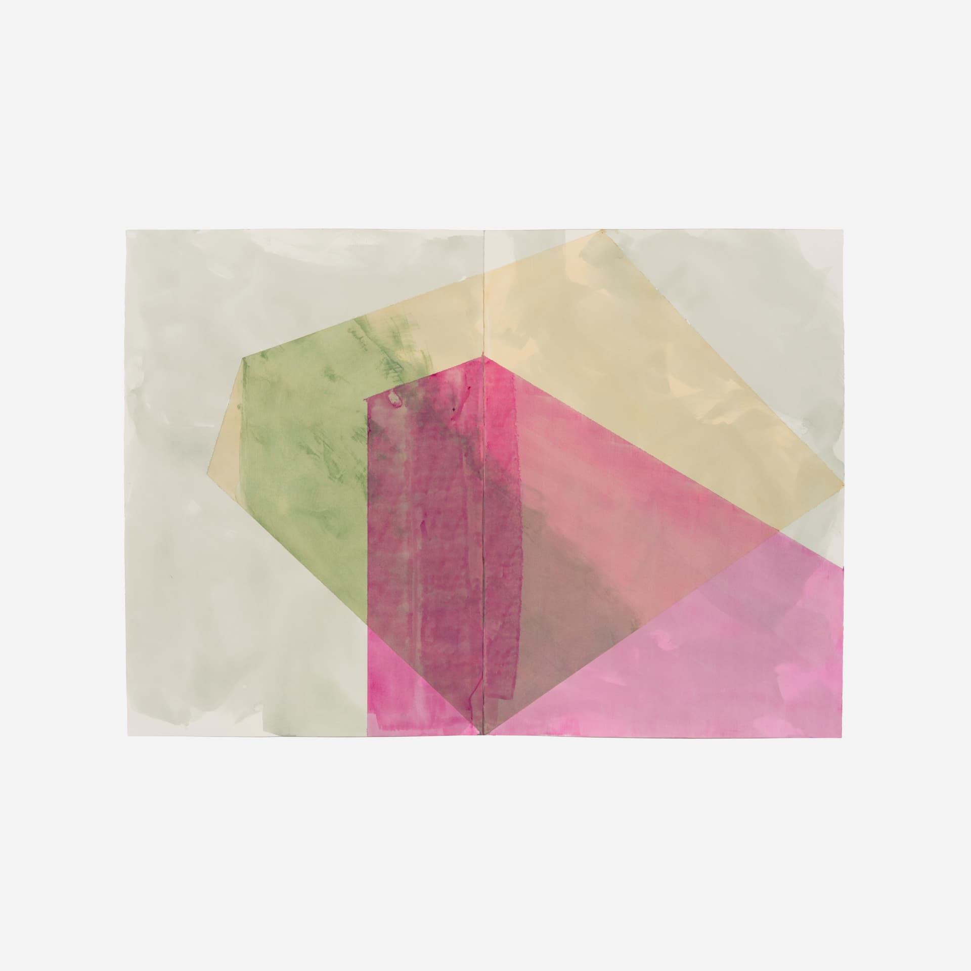 Véus, díptico, rosa, verde e creme