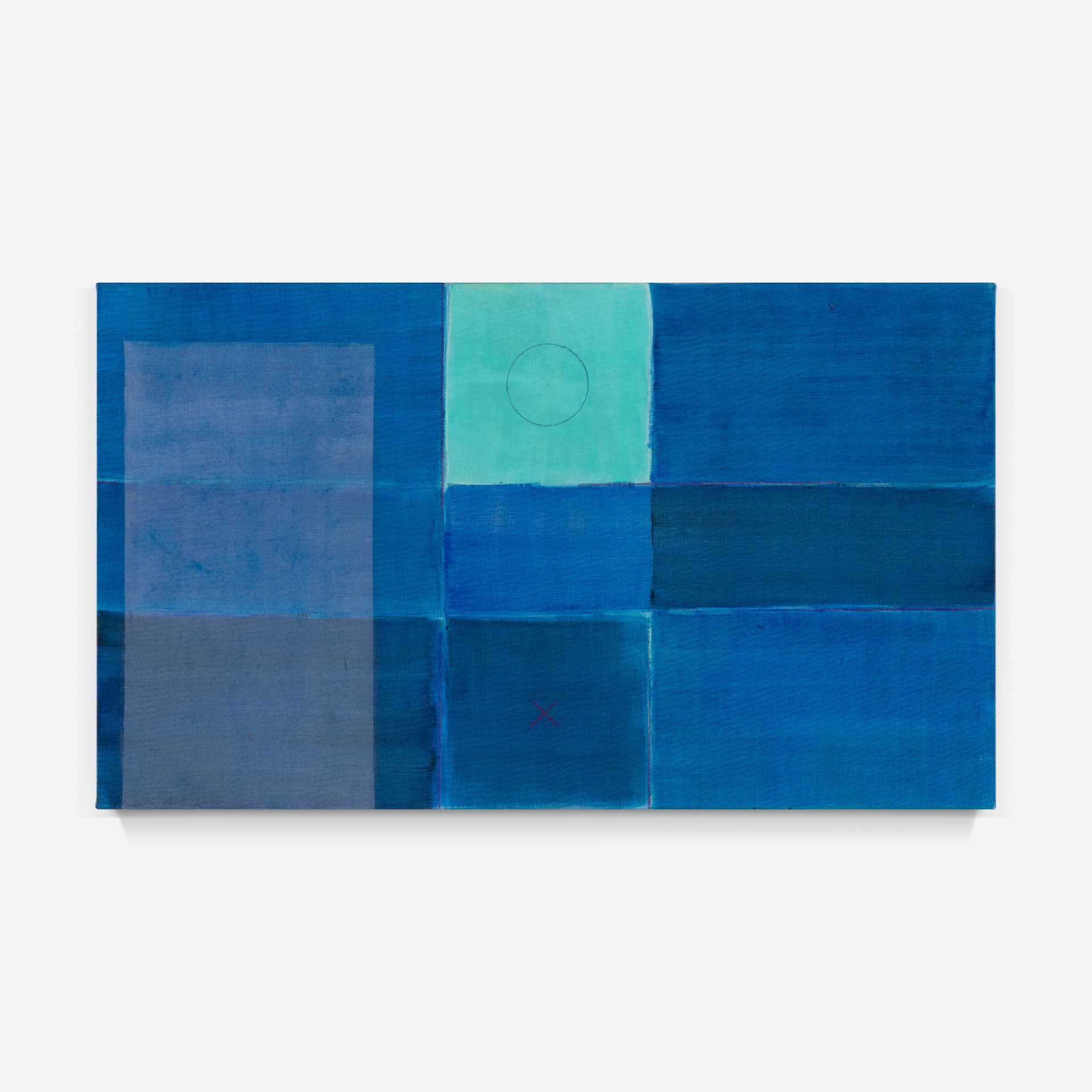 Notação, grelha azul com água-marinha e rosa
